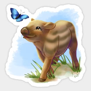 Baby Warthog and Butterfly Sticker